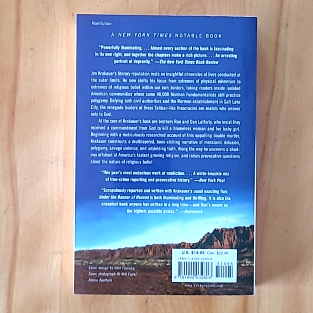 😍3/$25 Under the Banner of Heaven (soft cover book) by Jon Krakauer - Picture 2 of 8